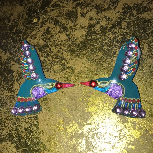 Colorful Hummingbird Earrings Large Lightweight - Picture 6 of 13